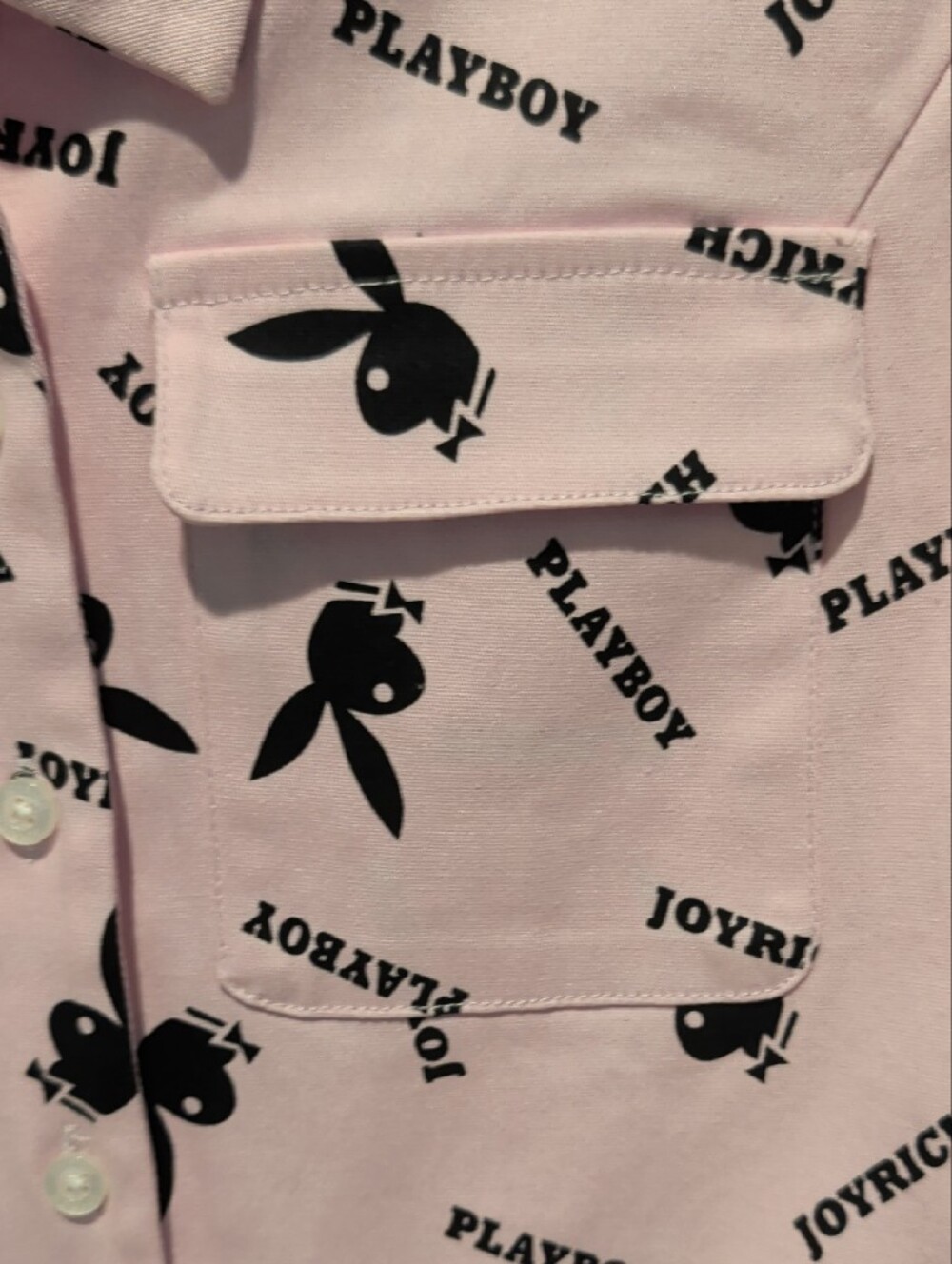 🔥JOYRICH x Playboy Pink Bunny Logo Button-Front Mini Dress Size M - Picture 3 of 8